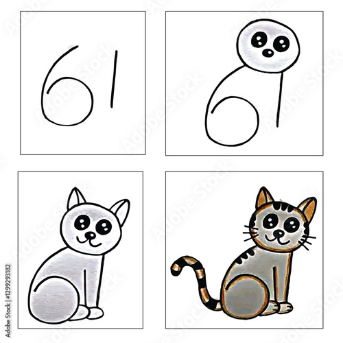 Coloring book for kids,Step by step repeats the picture. Drawing lesson for children. How to draw .Animal Coloring page.