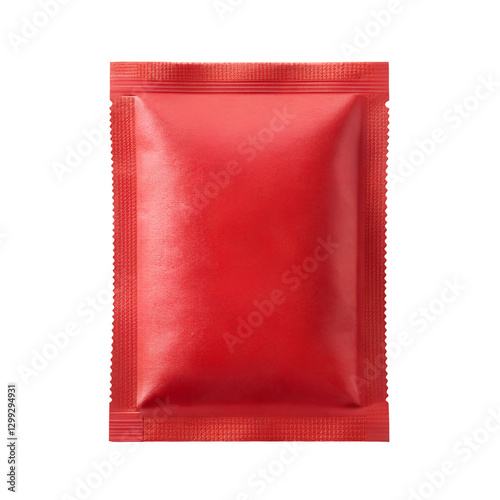 blank red paper sachet isolated on transparent background, png