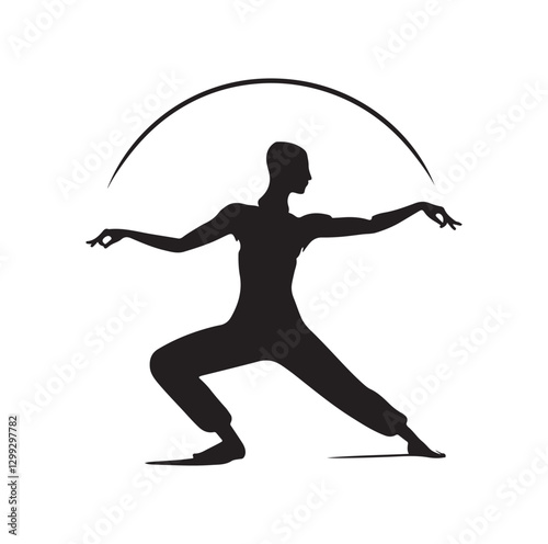 Tai Chi pose silhouette vector illustration