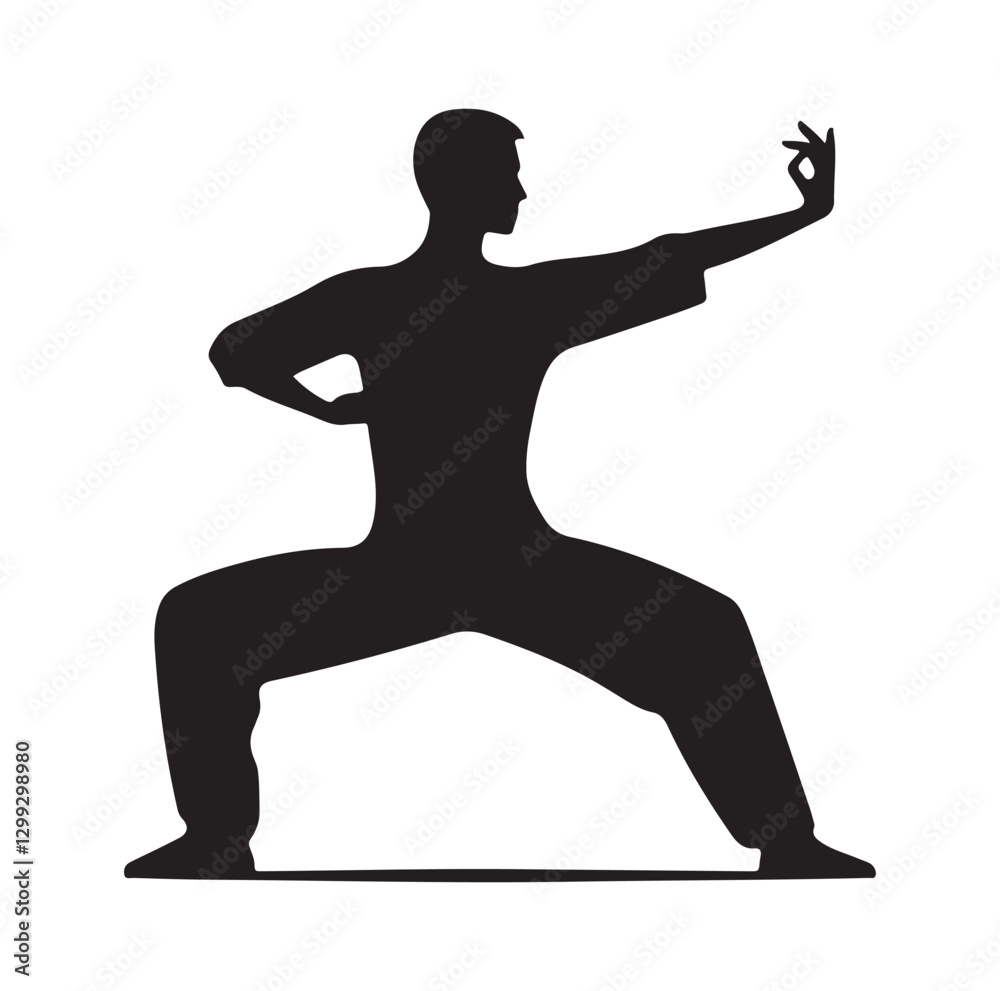 Tai Chi pose silhouette vector illustration Tai Chi pose silhouette vector illustration