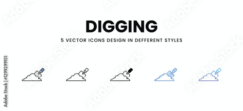 Digging  vector icons set stock illustration
