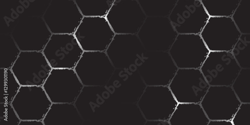 Cyberpunk Hexagonal Grid Design. Sci-Fi Dark Honeycomb Structure. Illustration. Vector. Hexagon. 