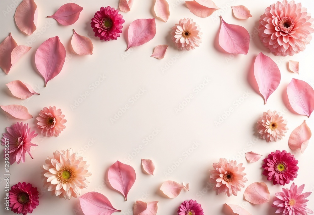 Charming floral mockup with ample copy space and pink flower petals Charming floral mockup with ample copy space and pink flower petals