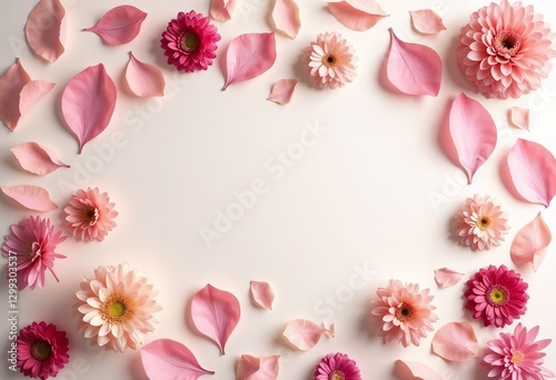 Charming floral mockup with ample copy space and pink flower petals