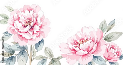 Fototapeta Naklejka Na Ścianę i Meble -  Pink peonies on the white background