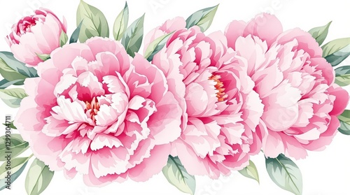 Fototapeta Naklejka Na Ścianę i Meble -  Pink peonies on the white background