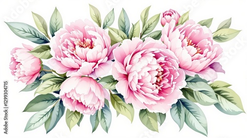Fototapeta Naklejka Na Ścianę i Meble -  Pink peonies on the white background