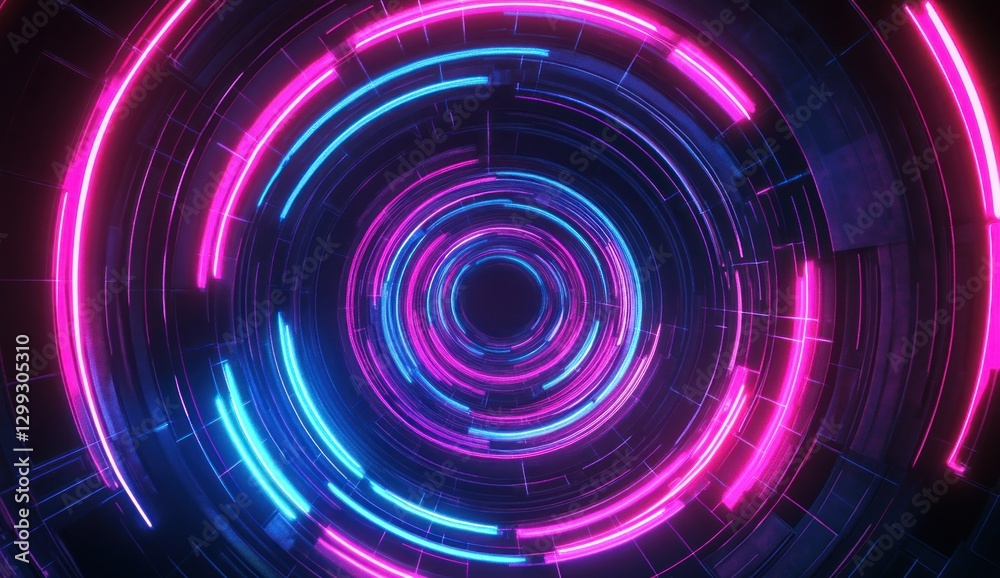 Futuristic neon tunnel, swirling circles, glowing lines, digital art, for background Futuristic neon tunnel, swirling circles, glowing lines, digital art, for background