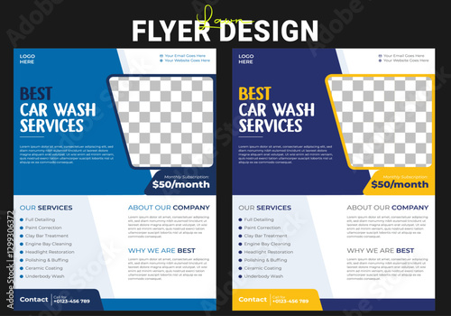 Creative car wash car detailing and rental flyer, car service, and price list flyer, automobile car service flyer modern car wash car detailing and rental flyer, car service, and price list flyer.