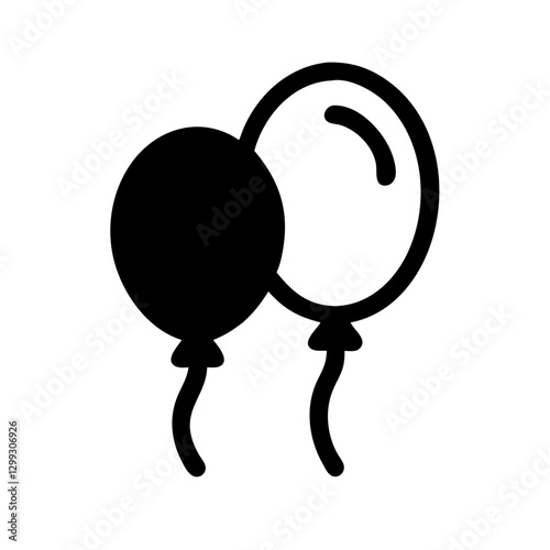 Black silhouette of two balloons icon on a white background with copy space