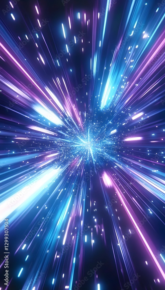 Colorful streaks of light emanating from a central point Colorful streaks of light emanating from a central point
