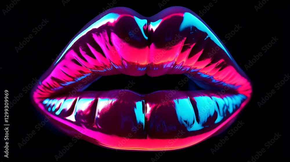Glowing neon lips with vibrant colors high resolution hd photo Glowing neon lips with vibrant colors high resolution hd photo