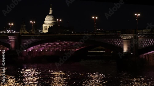 St Pauls from Thames at night, London