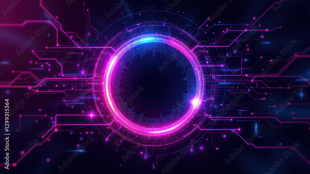Obraz premium A futuristic digital illustration featuring a complex network of colorful ci/cd pipelines with abstract elements representing data centers or cloud services.