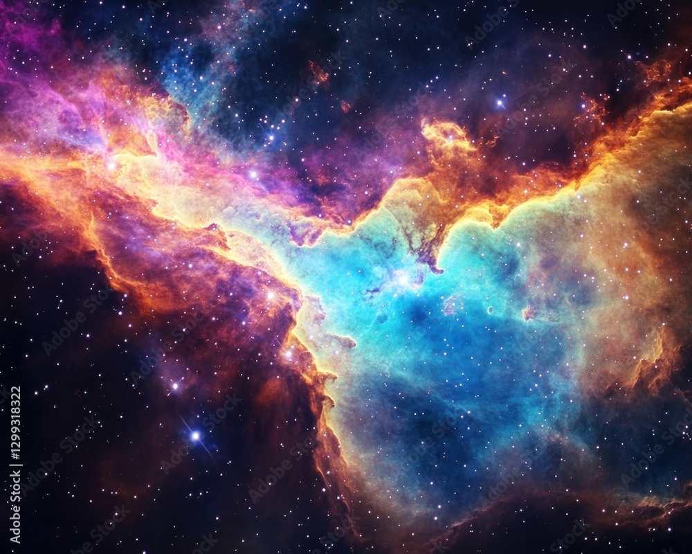 Fototapeta premium nebula with vibrant colors elucidating the intricate structure of space matter, radiant energy paths, and supernova remnants