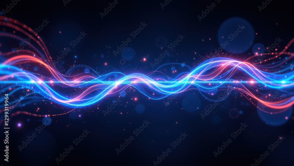 Fototapeta premium Image with a flowing stream of colorful abstract elements, suggesting connectivity or motion.
