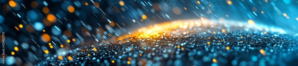 Fototapeta premium Rain and Bokeh Lights Creating a Dynamic Nighttime Scene. Generative AI
