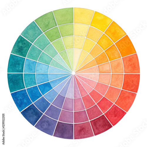 Watercolor Color Wheel, Circular Palette, 24 Hues, Isolated on Transparent Background, Design Element, color chart, watercolor paint, graphic design