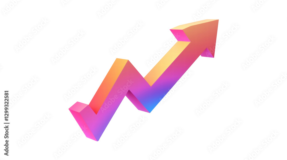 Colorful 3D Arrow Representing Growth and Success With Transparent Background Colorful 3D Arrow Representing Growth and Success With Transparent Background