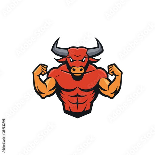 vector illustration of cartoon bull