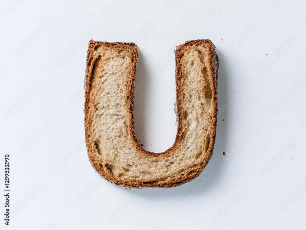 Unique Bread Shape: A Creative Composition of the Letter U Made from Delicious Wheat Toast Unique Bread Shape: A Creative Composition of the Letter U Made from Delicious Wheat Toast
