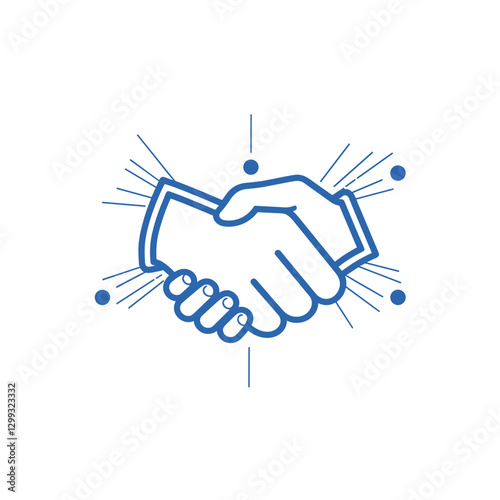 Business handshake icon with dynamic lines in blue