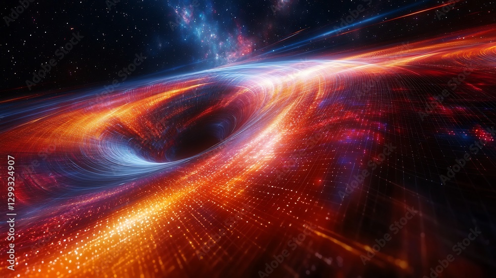 Black hole merger event gravitational waves rippling through space as two singularities collide Black hole merger event gravitational waves rippling through space as two singularities collide