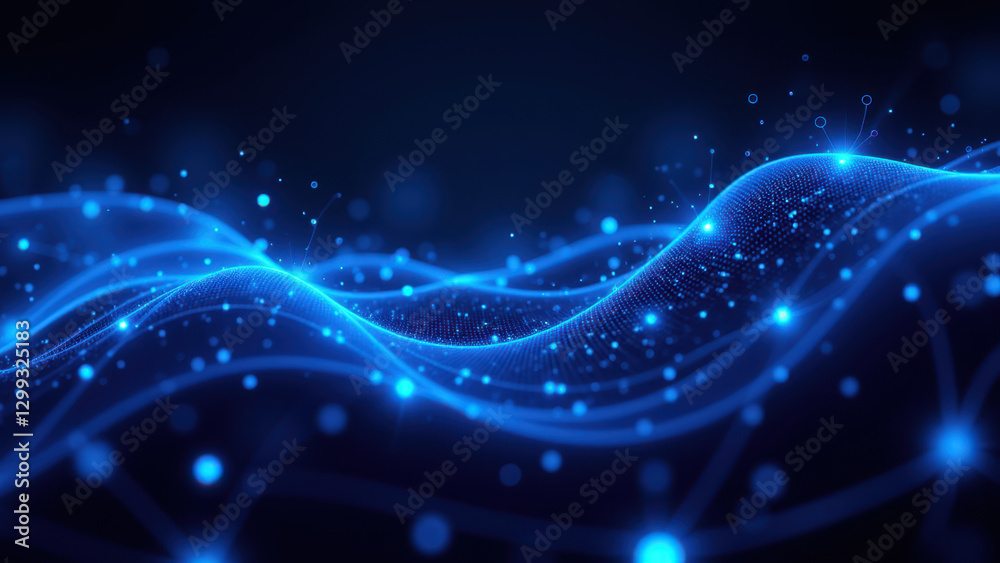 Obraz premium A dynamic blue digital abstract design representing cloud computing or virtual networks.