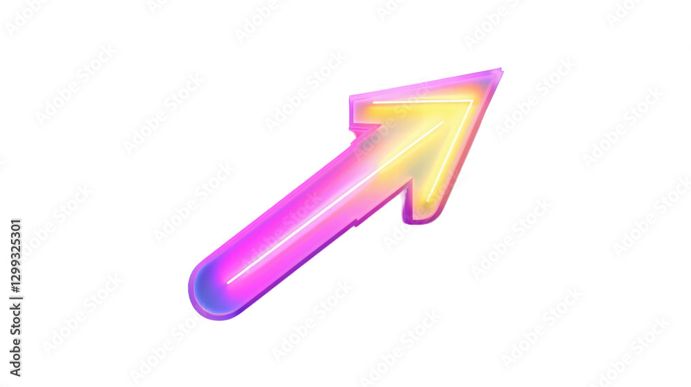 Colorful Neon Upward Arrow Symbol Representing Growth and Progress on Transparent Background Colorful Neon Upward Arrow Symbol Representing Growth and Progress on Transparent Background