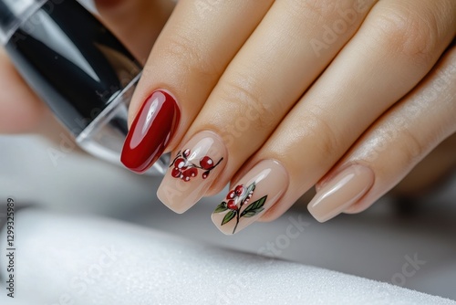 nail salon experience, a bold latina woman confidently posing with professionally manicured hands and bold nail art under a uv lamp in a beauty studio