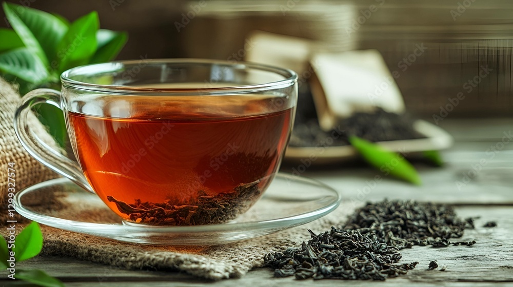 Cup of tea with mint, Generative AI Cup of tea with mint, Generative AI