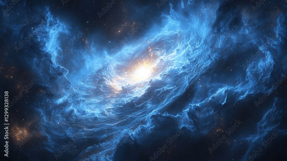 Fototapeta premium Blue supergiant surrounded by swirling stellar winds its immense radiation shaping the interstellar medium