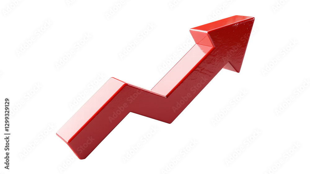 Red Upward Arrow Indicating Growth and Financial Progress on a Transparent Background Red Upward Arrow Indicating Growth and Financial Progress on a Transparent Background