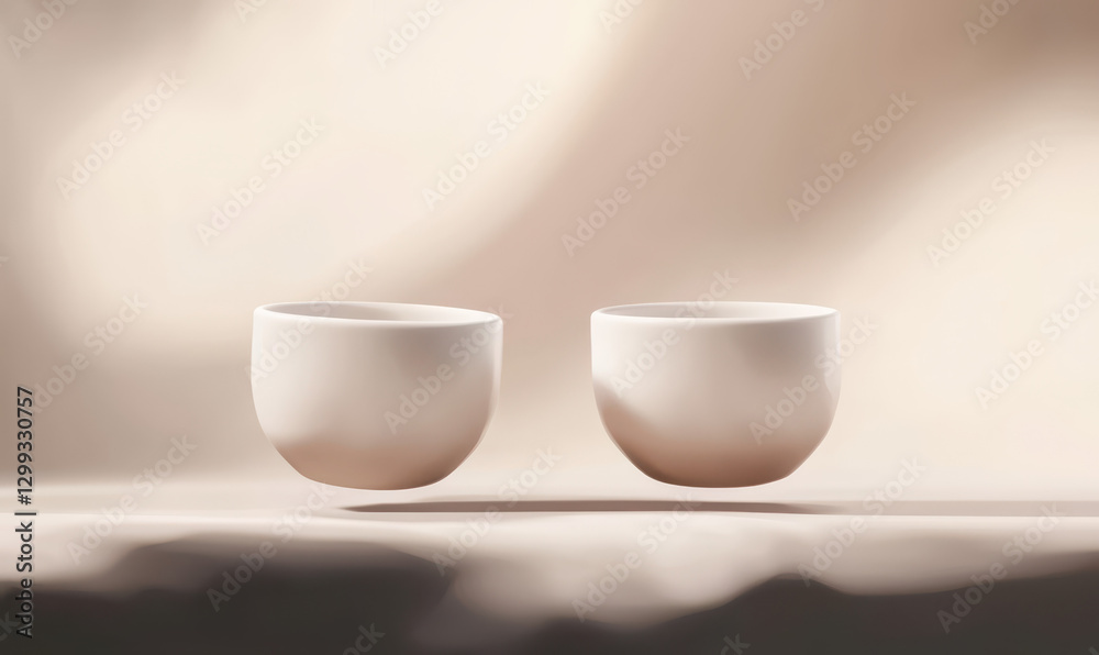Obraz premium Elegant Minimalist Ceramic Bowls: A Harmonious Blend of Form and Function for Contemporary Dining Spaces