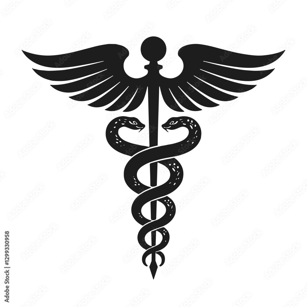 Caduceus Medical Symbol Icon – Healthcare and Medicine Sign