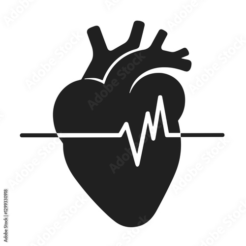 Human Heart with ECG Icon – Cardiovascular Health Symbol