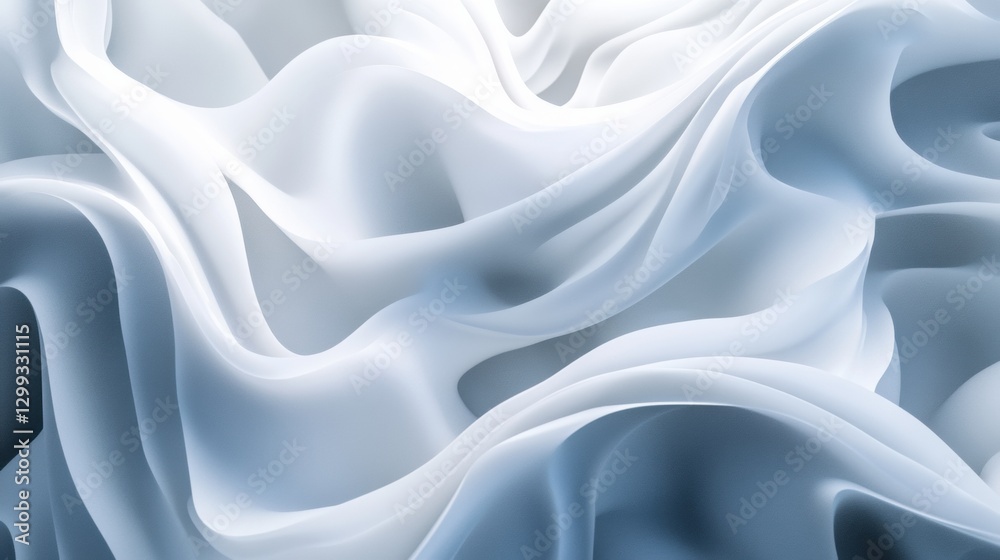 Obraz premium Smooth white fabric folds creating elegant abstract waves in soft light