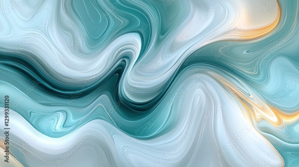 Abstract flowing liquid art pattern with turquoise and gold for backdrop/wallpaper
