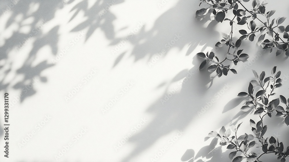 Monochromatic Leaf Shadows on a White Wall: A Study in Light and Shadow Monochromatic Leaf Shadows on a White Wall: A Study in Light and Shadow