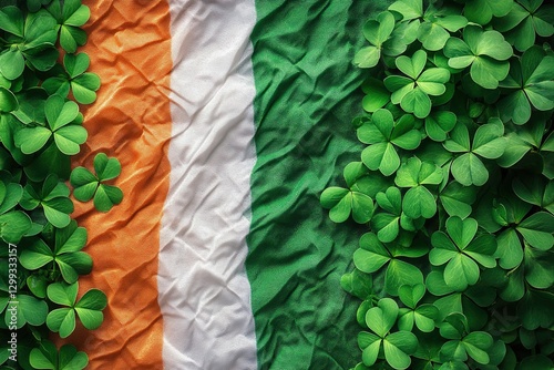 Long St Patricks Day Shamrock Irish Flag Banner. photo