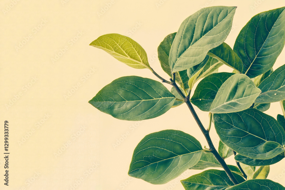 Naklejka premium A close up of a plant with green leaves on a branch