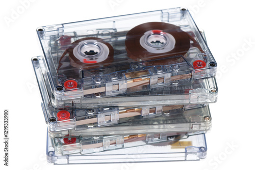 Retro audio cassettes isolated on white background