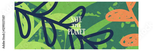 Happy Earth Day. Save the Planet! Vector illustration for social poster, banner or card on the theme of saving the planet. Go green and save the planet! 	