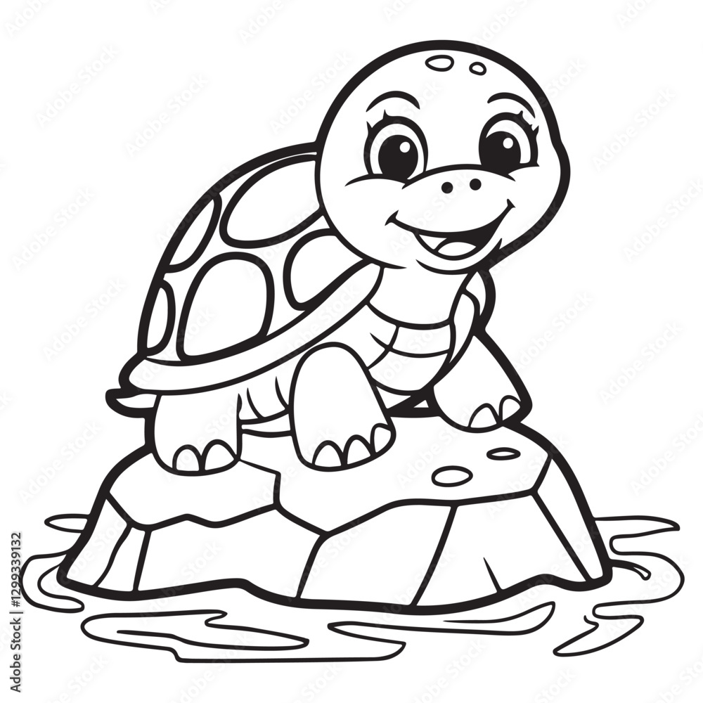 Fototapeta premium Baby Turtle Coloring Page for Kids