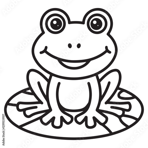 Baby Smiley Frog Coloring Page for Kids