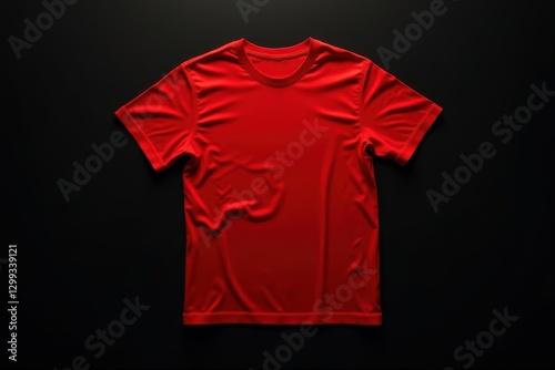 Vibrant red t-shirt displayed on black background photo