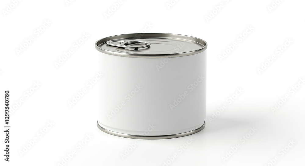 Canned Food Mockup with Blank Label on White Background Canned Food Mockup with Blank Label on White Background