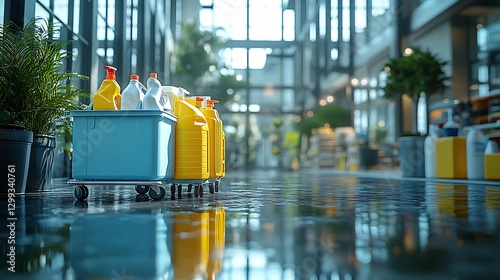 janitorial cleaning cart modern office building service high resolution hd picture
