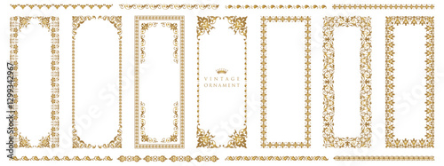 Classic decor. Decorative vector vertical frames and borders. Vintage floral ornament..eps