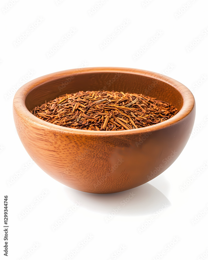 Rooibos tea in a wooden bowl, isolated on a white background
Rooibos tea in a wooden bowl, isolated on a white background